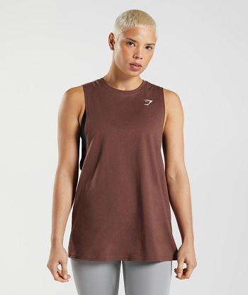 Dámské Tílko Gymshark Tréninková Drop Arm Růžové Hnědé | CZ 3219XYU
